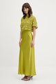 Never Fully Dressed sukienka z domieszką wełny NFDDR2124 zielony SS25