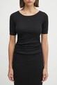 Φόρεμα GANNI Soft Cotton Rib μαύρο T4146
