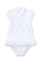 Polo Ralph Lauren rochie din bumbac pentru bebeluși mini alb 310676237002