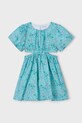 Mayoral sukienka dziecięca rozkloszowany turkusowy 3923.6F.Mini.PPYA