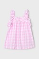 Mayoral sukienka bawełniana dziecięca 3935.6L.Mini.PPYA różowy SS25