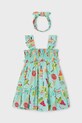Mayoral rochie din bumbac pentru copii 3939.6P.Mini.PPYA verde SS25
