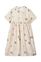 Liewood rochie fete Cleo Printed Shortsleeve Viscose Dress LW19802 bej SS25