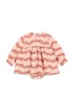 Konges Sløjd rochie din bumbac pentru bebeluși BELLA FRILL ROMPER GOTS mini roz KS102295