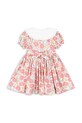 Dziewczynka Konges Sløjd sukienka bawełniana dziecięca COEUR COLLAR DRESS GOTS KS102649 różowy