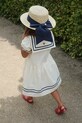 Otroška bombažna obleka Konges Sløjd ALLIE SAILOR DRESS GOTS Mini bež KS103177