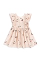 Konges Sløjd sukienka ELIN DRESS GOTS rozkloszowany beżowy KS103169