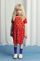 Хлопковое детское платье Mini Rodini Dots короткий красный 2525010042