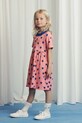 Хлопковое детское платье Mini Rodini Outlined hearts короткий розовый 2525011028
