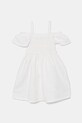 United Colors of Benetton sukienka lniana dziecięca 43WBCV037.G.Seasonal biały SS25