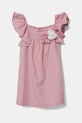 Dětské lněné šaty United Colors of Benetton mini růžová 43WBGV026.P.Seasonal