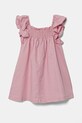 United Colors of Benetton sukienka lniana dziecięca 43WBGV026.P.Seasonal różowy SS25
