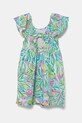 Dievčenské bavlnené šaty United Colors of Benetton 34VAGV010.P.Seasonal zelená SS25