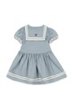 Dziewczynka Konges Sløjd sukienka bawełniana dziecięca CELEBRATION ALLIE SAILOR DRESS GOTS KS103567 niebieski