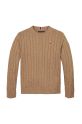 Tommy Hilfiger sweter bawełniany dziecięcy KB0KB09348.PPYA brązowy SS25