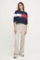 Tommy Jeans pamut pulóver DW0DW19335 sötétkék SS25