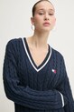 Хлопковый свитер Tommy Jeans тёмно-синий DW0DW19885