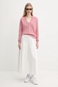 Хлопковый свитер Tommy Jeans DW0DW19888 розовый SS25