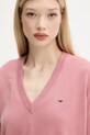 Хлопковый свитер Tommy Jeans розовый DW0DW19888