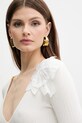 Elisabetta Franchi sweter z domieszką jedwabiu beżowy MK56B51E2