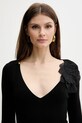 Elisabetta Franchi sweter z domieszką jedwabiu czarny MK56B51E2