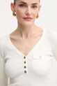 Elisabetta Franchi sweter z domieszką jedwabiu beżowy MK62B51E2