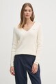 Βαμβακερό πουλόβερ Tommy Hilfiger βαμβάκι μπεζ WW0WW44452