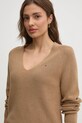 Βαμβακερό πουλόβερ Tommy Hilfiger καφέ WW0WW44452