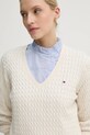 Бавовняний светр Tommy Hilfiger бежевий WW0WW44987