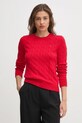 Bavlněný svetr Tommy Hilfiger kulatý červená WW0WW45207
