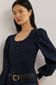 Бавовняний светр Lauren Ralph Lauren темно-синій 200957596