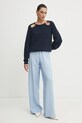 Twinset sweter bawełniany 251TP3170 granatowy SS25