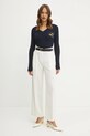 Luisa Spagnoli pulover de bumbac 58581 bleumarin SS25