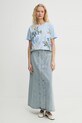 MUNTHE t-shirt bawełniany SILLY 244110124460 niebieski SS25