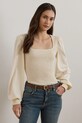 Bavlněná halenka Lauren Ralph Lauren slim béžová 200963867