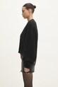 Rotate kardigan wełniany Knit Cropped 114016100 czarny SS25