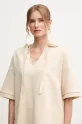 MM bluza z domieszką lnu beżowy 2516921018600