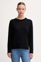 United Colors of Benetton sweter wełniany okrągły czarny 11AHD10CV