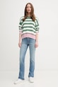 United Colors of Benetton pamut pulóver 1494E10CW zöld SS25