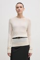 Calvin Klein sweter z domieszką jedwabiu pozostałe beżowy K20K208199