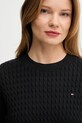Памучен пуловер Tommy Hilfiger черен WW0WW44993