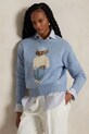 Pamučni pulover Polo Ralph Lauren natpis plava 211965767