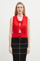 GANNI kamizelka wełniana Light Mohair Tie String Vest Planet friendly czerwony K2344
