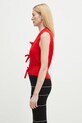 GANNI kamizelka wełniana Light Mohair Tie String Vest K2344 czerwony SS25