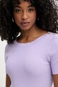 Morgan sweter z krótkim rękawem damski z wiskozy MPIO fioletowy MPIO