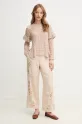 Hoss Intropia sweter z domieszką lnu 6389954 beżowy SS25