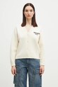 Kenzo kardigan wełniany Pop gruba beżowy FF52CA4983LA.02