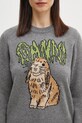 Vlněný svetr GANNI Graphic Wool Mix Bunny šedá K2502
