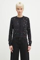Vlnený kardigán Fiorucci Confetti Dot Print Logo vlna čierna W02SPKCA337KN03BK01
