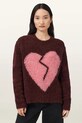 AllSaints sweter z dodatkiem wełny LUVHEART okrągły czerwony W078KC